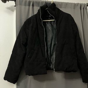 Fashion Nova Corduroy Black Puffer Jacket Large